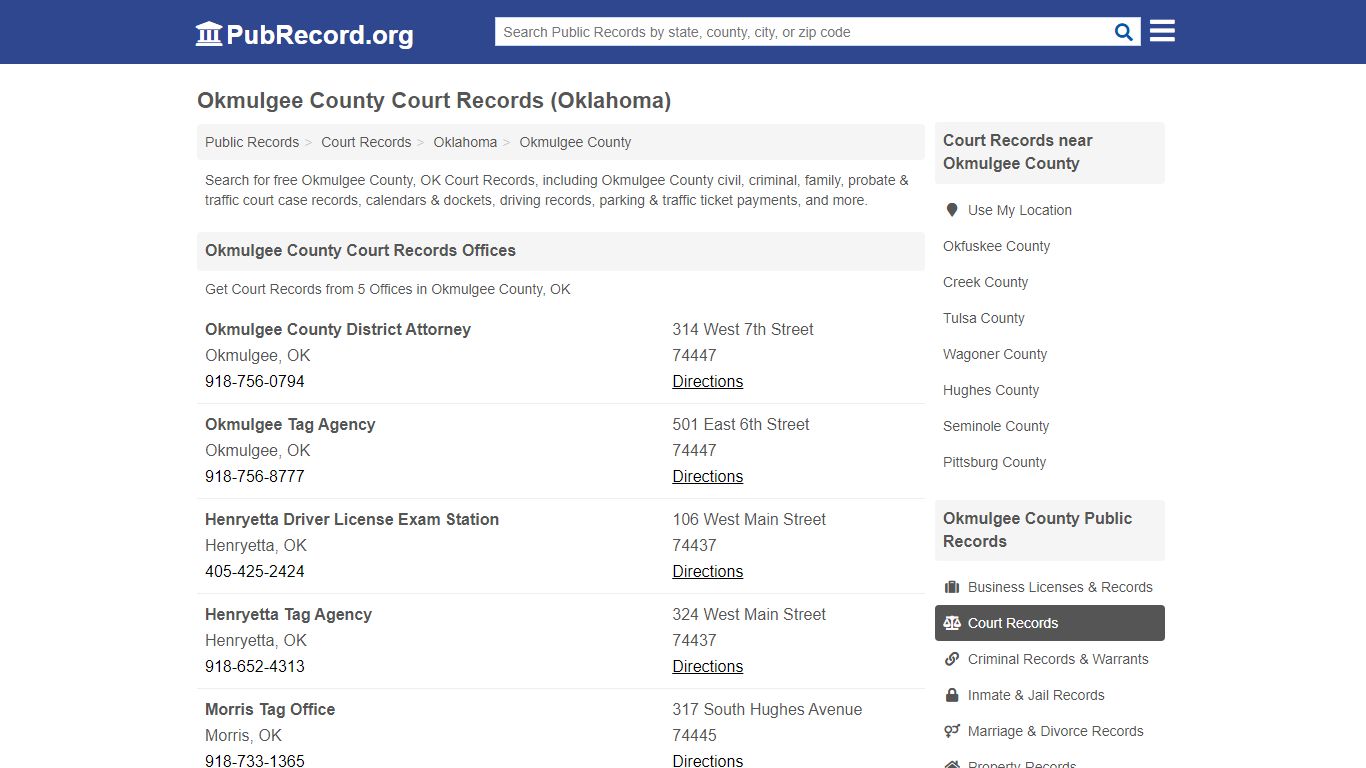 Okmulgee County Court Records (Oklahoma) - PubRecord.org