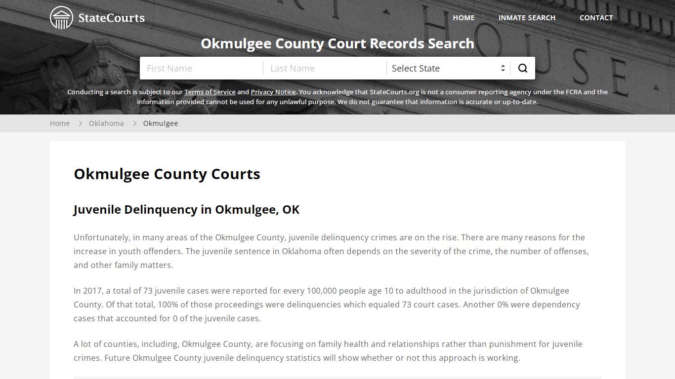 Okmulgee County, OK Courts - Records & Cases - StateCourts