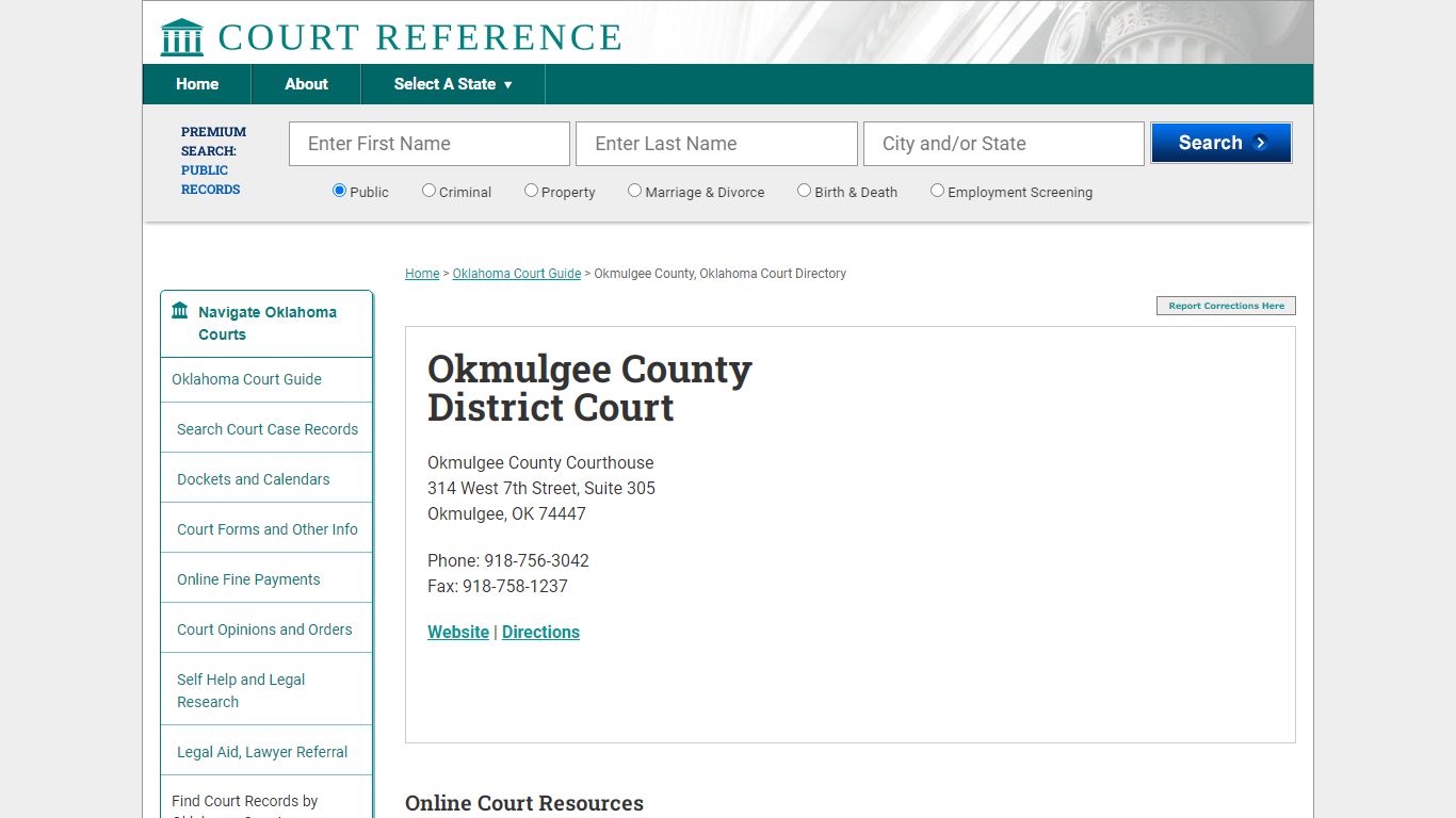 Okmulgee County District Court - Courtreference.com